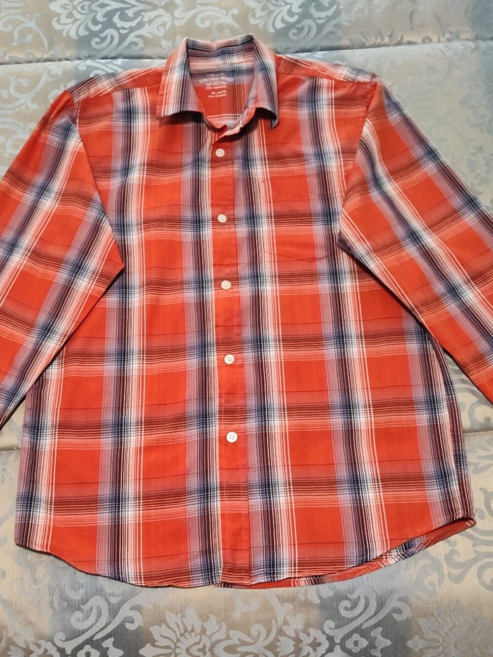 Faded Glory boy's vintage wash plaid long sleeve shirt, EUC, size XL (16/18)